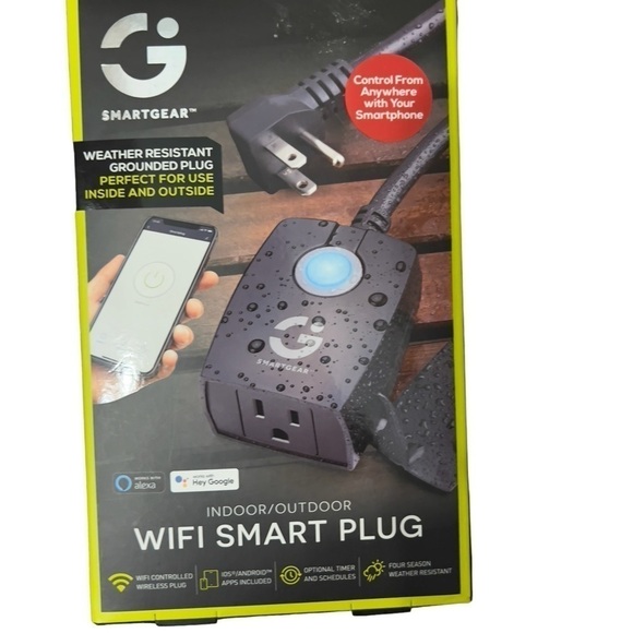 SMARTGEAR Indoor/Outdoor WIFI Smart Plug I0S/Android  Alexa/Google Assistant - Picture 1 of 4